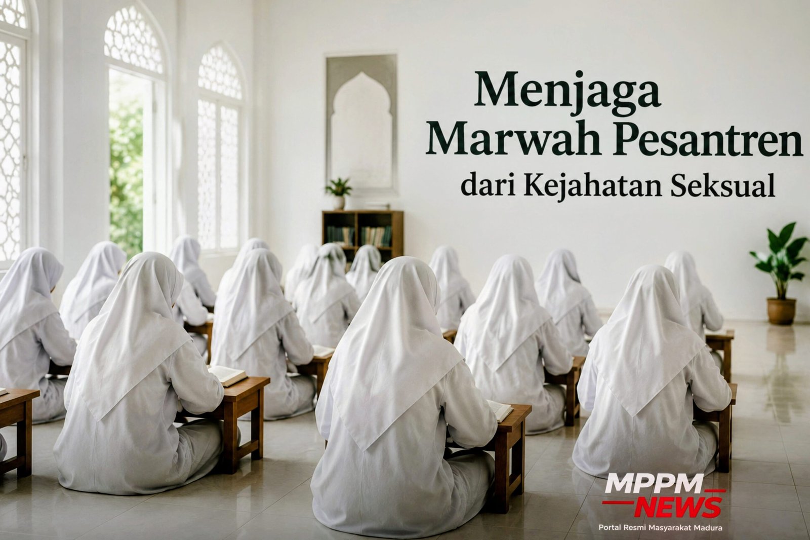 Suasana pesantren yang tenang sebagai ilustrasi pentingnya perlindungan santri dan penguatan sistem keamanan di lingkungan pendidikan berasrama.