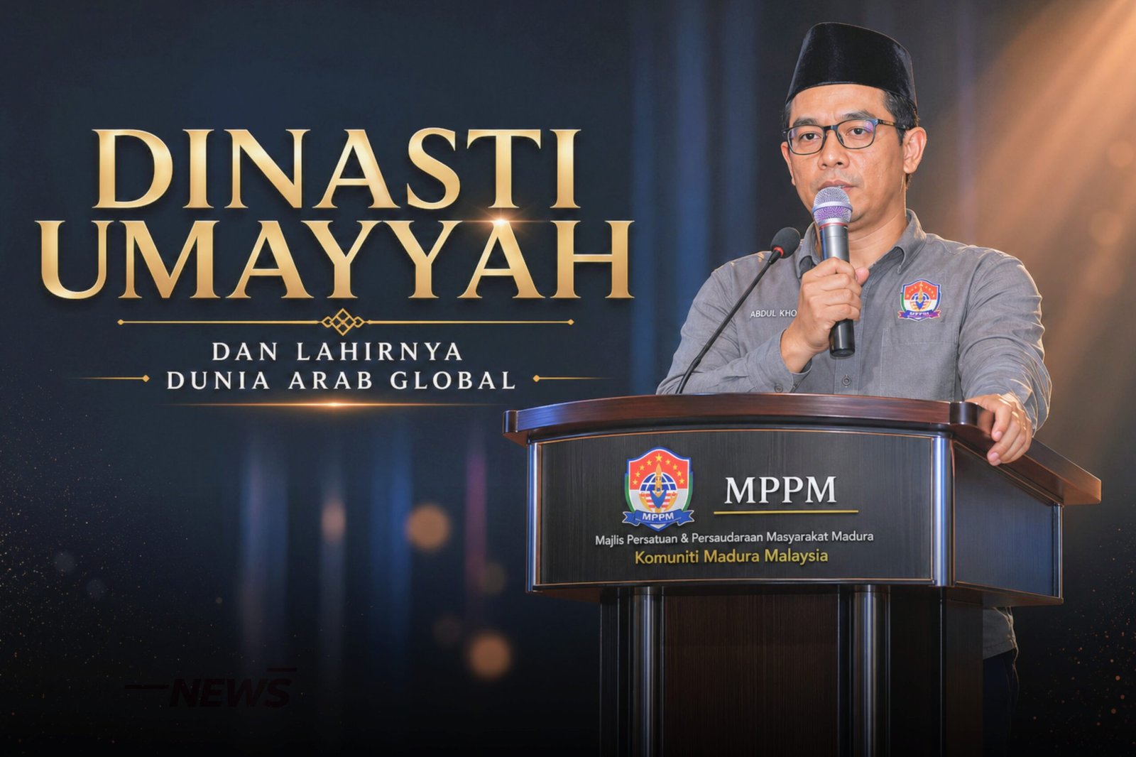Pembicara dari MPPM menyampaikan kuliah bertema Dinasti Umayyah dan lahirnya dunia Arab global di atas podium resmi MPPM.