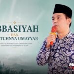 Visual utama artikel historiografi politik dunia Islam tentang Revolusi Abbasiyah dan runtuhnya Dinasti Umayyah dengan ilustrasi Abdul Kholik dan nuansa peradaban Islam klasik.
