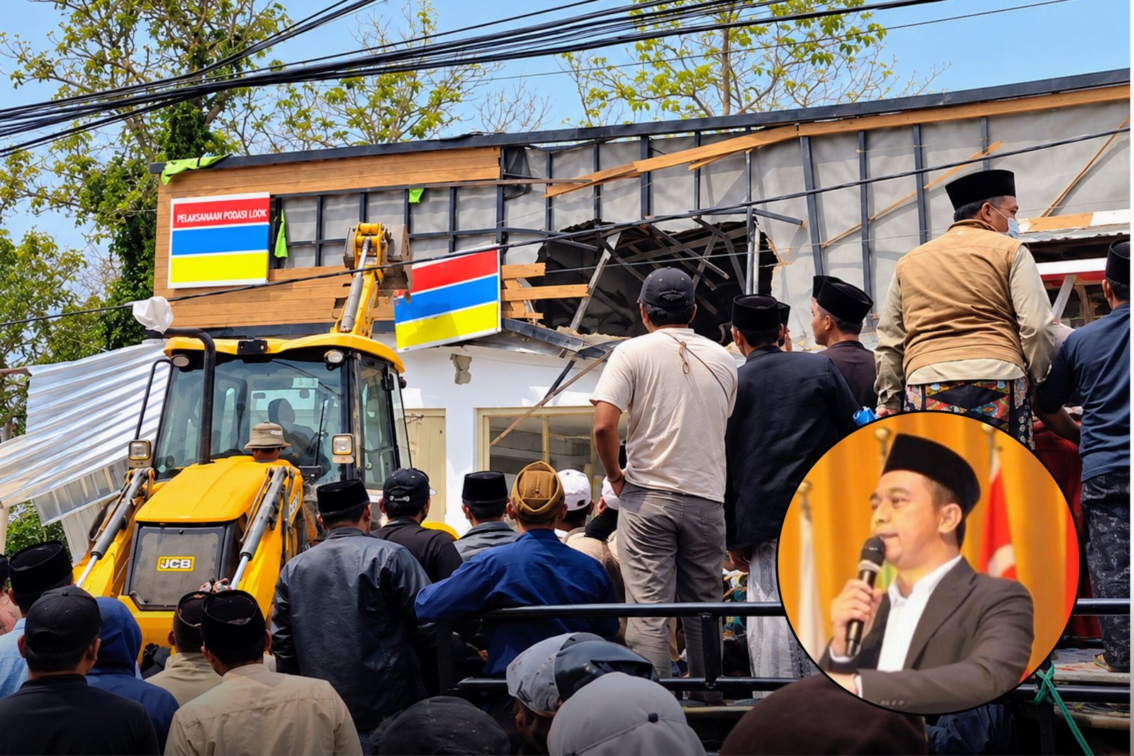 Pembongkaran bangunan Indomaret di Palengaan, Pamekasan